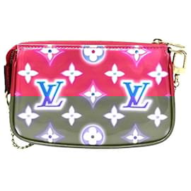 Louis Vuitton-Mini Pochette Acessórios Vernis Louis Vuitton-Rosa,Azul
