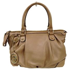 Gucci-Gucci 24790 Beige Leather Shoulder Bag-Beige