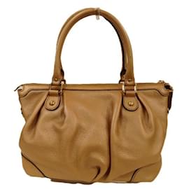 Gucci-Gucci 24790 Beige Leather Shoulder Bag-Beige