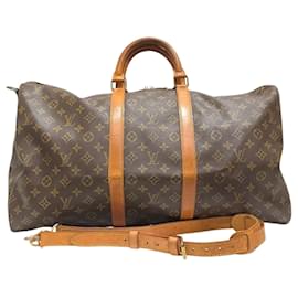 Louis Vuitton-Bolsa Keepall Bandoulière 55 Monograma Louis Vuitton-Marrom,Monograma