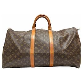 Louis Vuitton-Bolsa Keepall Bandoulière 55 Monograma Louis Vuitton-Marrom,Monograma