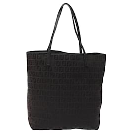 Fendi-Sac fourre-tout en toile Zucchino FENDI noir Auth hk2404-Noir