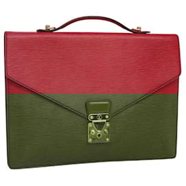 Louis Vuitton-LOUIS VUITTON Epi Porta Documentos Bandoleira Pasta Vermelha LV Auth bs23657-Vermelho