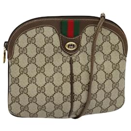 Gucci-GUCCI GG Supreme Web Sherry Line Shoulder Bag PVC Beige 904 02 047 Auth sw151-Beige,Green