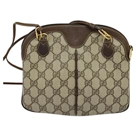 Gucci-GUCCI GG Supreme Web Sherry Line Shoulder Bag PVC Beige 904 02 047 Auth sw151-Beige,Green