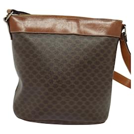 Céline-CELINE Macadam Canvas Shoulder Bag PVC Leather Brown Auth BD777-Brown