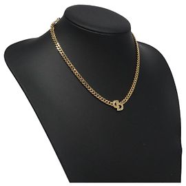 Christian Dior Halskette Metall Gold Auth MY248 Golden