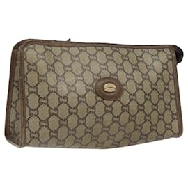 Gucci-GUCCI GG Plus Supreme Clutch Bag PVC Beige Auth 106767-Beige