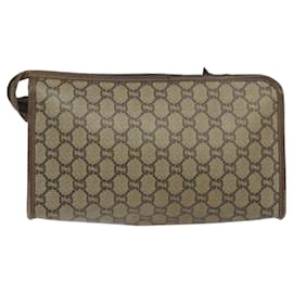 Gucci-GUCCI GG Plus Supreme Clutch Bag PVC Beige Auth 106767-Beige
