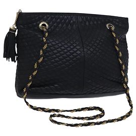 Borsa a spalla BALLY in pelle nera e oro Auth ti2944 Nero D'oro