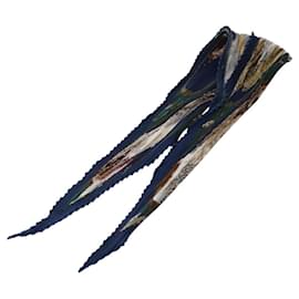 Hermès-HERMES Pleated Carre 90 Scarf ""CHIENS AU RAPPORT"" Silk Blue Auth IN014-Blue