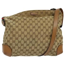 Gucci-GUCCI GG Canvas Web Sherry Line Shoulder Bag Beige Red Green 308930 Auth bs23968-Red,Beige,Green