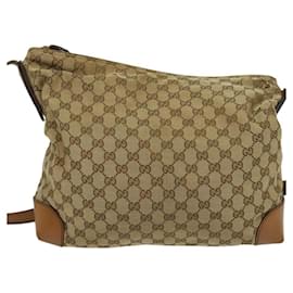 Gucci-GUCCI GG Canvas Web Sherry Line Shoulder Bag Beige Red Green 308930 Auth bs23968-Red,Beige,Green