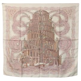 Hermès-HERMES Carre 90 Scarf ""LES RIVIERES DE BABE"" Silk Pink Auth hk2370-Pink