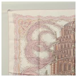 Hermès-HERMES Carre 90 Scarf ""LES RIVIERES DE BABE"" Silk Pink Auth hk2370-Pink