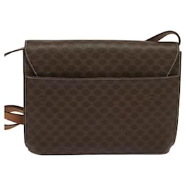 Céline-CELINE Macadam Canvas Coin Shoulder Bag PVC Leather Brown Gold Auth EC933-Brown,Golden