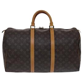 Louis Vuitton-LOUIS VUITTON Monogram Keepall 50 Bolsa Boston M41426 LV Auth BD785-Monograma