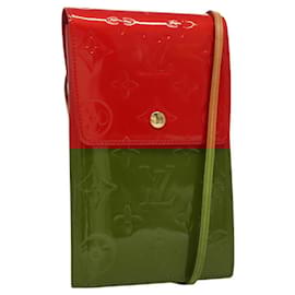 Louis Vuitton-LOUIS VUITTON Carteira Walker Monogram Vernis Vermelha M91153 LV Auth bs24081-Vermelho