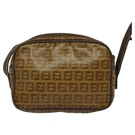 Fendi-Sac à épaule en toile Zucchino FENDI marron Auth th5809-Marron