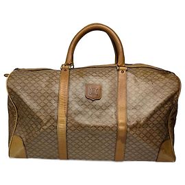 Céline Borsa da viaggio in pelle monogramma Triomphe vintage Celine Paris, oro marrone Marrone