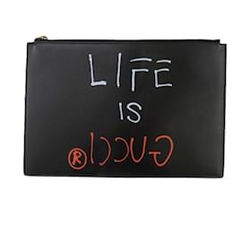 Gucci-Gucci Ghost Life Clutch Bag-Black