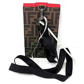 Fendi-Pochette porte-téléphone Fendi Zucca-Marron,Rouge