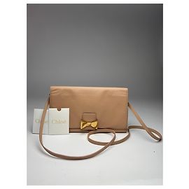 Chloé Bolsa de ombro de couro vintage Chloe rosa Bege