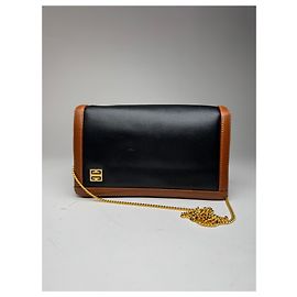 Bolsa de couro vintage Givenchy 4G preta e marrom Preto