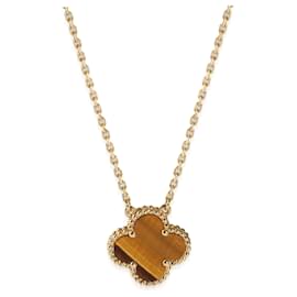 Van Cleef & Arpels-Van Cleef & Arpels Yellow Gold Tiger's Eye Vintage Alhambra Pendant-Other