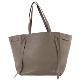 Céline-Celine Cabas Phantom Small Leather Shoulder Bag in Greige-Camel
