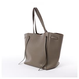Céline-Celine Cabas Phantom Small Leather Shoulder Bag in Greige-Camel