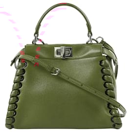 Fendi-Sac à main en cuir Fendi Peekaboo Mini 2Way en rouge 8BN244-Rouge