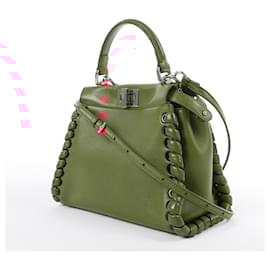 Fendi-Sac à main en cuir Fendi Peekaboo Mini 2Way en rouge 8BN244-Rouge