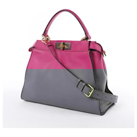 Fendi-Sac à main en cuir Fendi Peekaboo Regular 2way en rose 8BN290-Rose