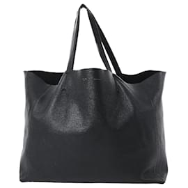 Céline-Celine Horizontal Cabas Leather Shoulder Bag in Black-Black