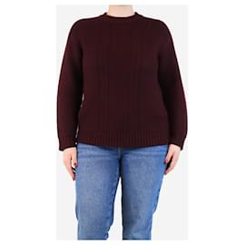 Autre Marque-Burgundy cable-knit jumper - size M-Dark red
