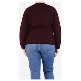 Autre Marque-Burgundy cable-knit jumper - size M-Dark red