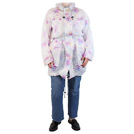 Dries Van Noten Weißer transparenter Regenmantel mit Blumenmuster - Größe M Weiß