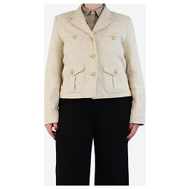 Weekend Max Mara Cream tweed jacket with gold buttons - size UK 16 Cream