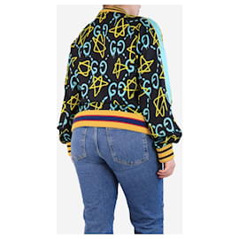 Gucci-Black GG and star printed bomber jacket - size UK 18-Black