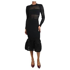Alexander Mcqueen-Black crotchet midi dress - size S-Black