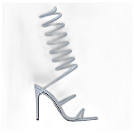 Rene Caovilla Super Cleo Sandal 105 Blue Leather Blue