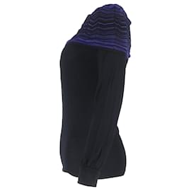 Missoni-M Missoni Cowl Neck Detail Long Sleeve T-Shirt in  Black Cotton-Black