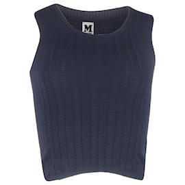 Missoni- M Missoni Knitted Tank Tops in Navy Blue Cotton-Blue,Navy blue