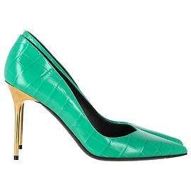 Balmain Pumps aus grünem Leder mit Krokodilprägung Ruby Grün