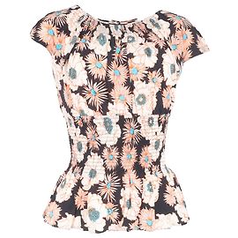Prada Floral Printed Shirred Blouse in Multicolor Viscose Multiple colors