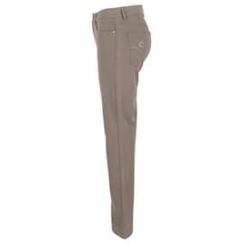 Escada- Escada High-Rise Flared Trousers in Brown Cotton-Brown,Red