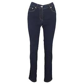 Escada- Escada High-Rise Slim-Fit Jeans in Blue Cotton Denim-Blue