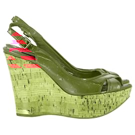 Louis Vuitton-Louis Vuitton Monogram Vernis Pantheon Sandals in Red Patent Leather-Red