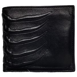 Portefeuille bifold Ribcage Alexander Mcqueen en cuir noir Noir